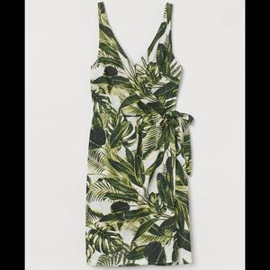 H&M wrap palm leaves print dress- size medium